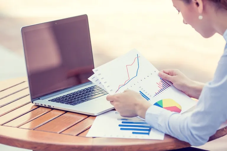 Consultant analyzing financial statements