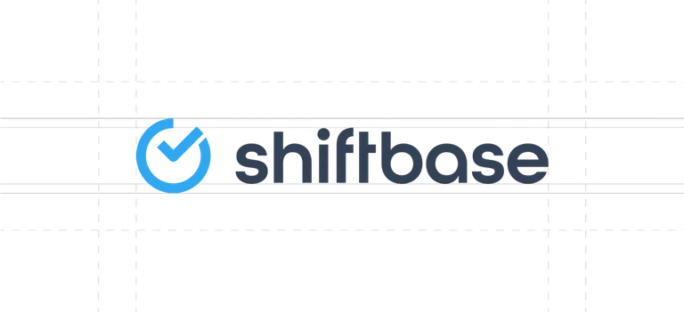 The old Shiftbase logo: a blue icon with a clock and a tick