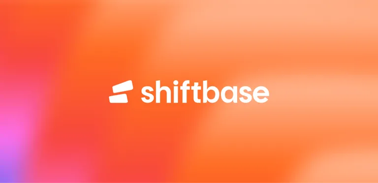 The new Shiftbase logo in white on a purple-to-orange gradient