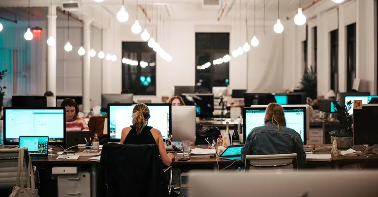 Office with coworkers focused on their computers