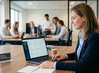 HR-medewerker werkt in het Shiftbase-dashboard aan de salarisadministratie