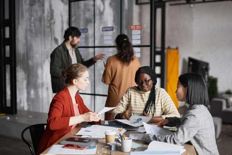 Business people working on a project in a modern office