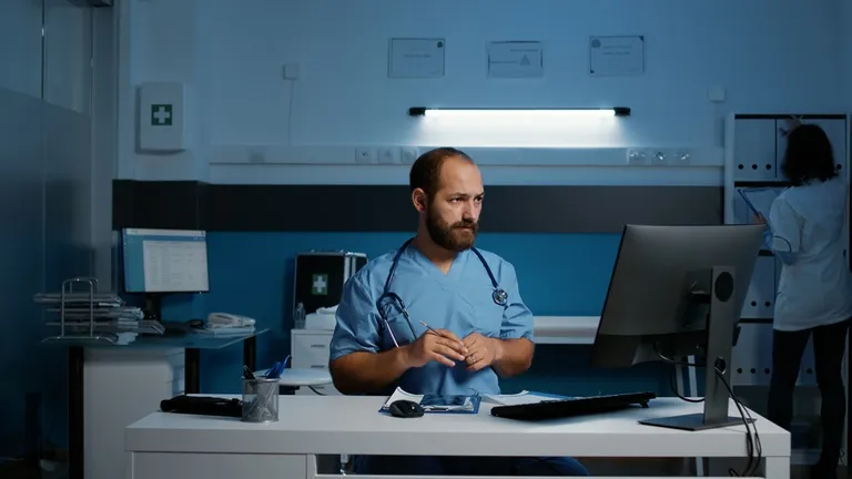 Medical assistant working a night shift