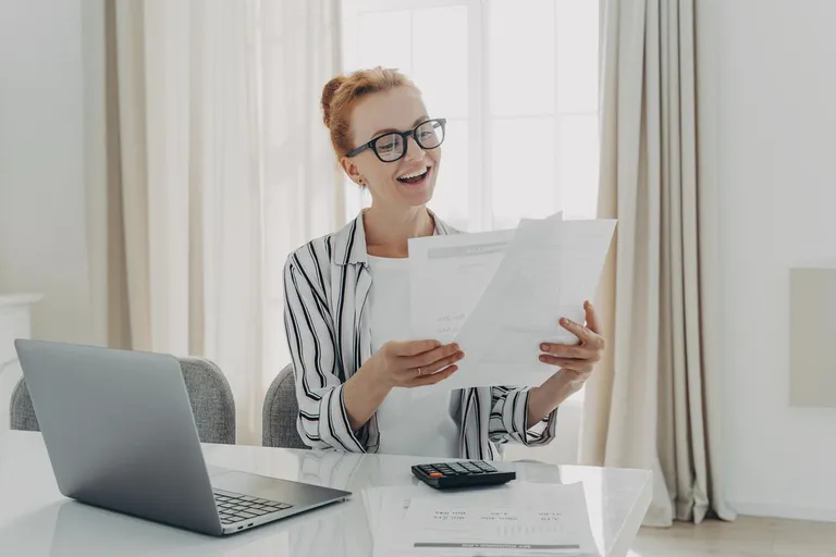 Professional accountant preparing annual financial records
