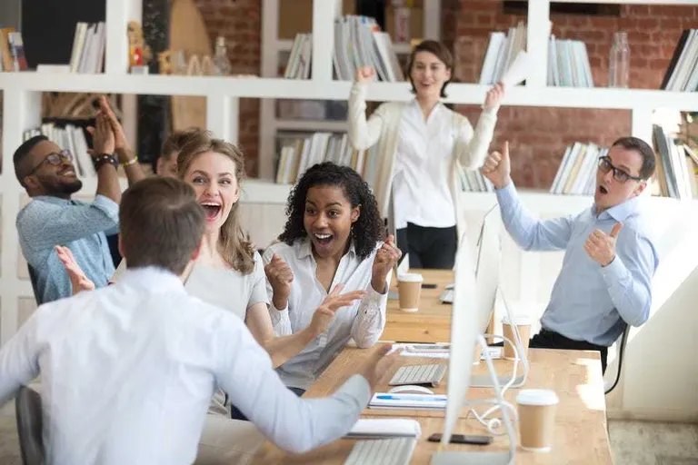Happy employees at work