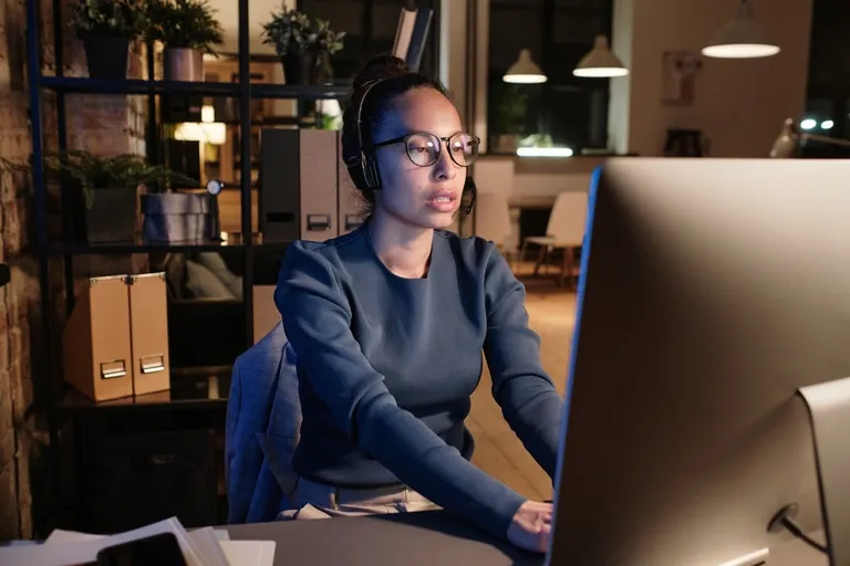 Call center operator on a night shift