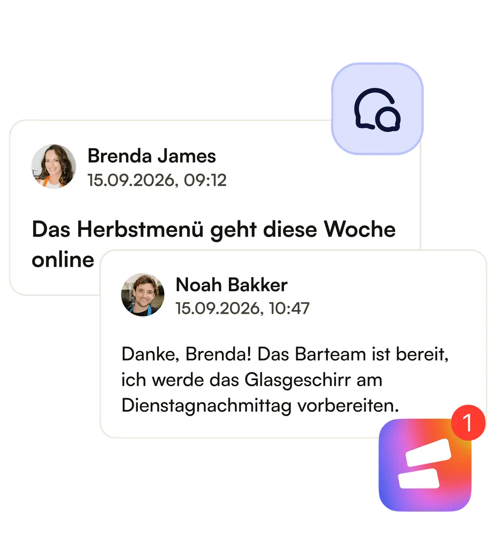 Eine Neuigkeit zum neuen Herbstmenü, darunter die Antwort eines Kollegen