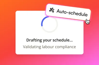 Un clic en el botón de planificación automática y una carga que indica que se está creando el cuadrante y comprobando el cumplimiento laboral