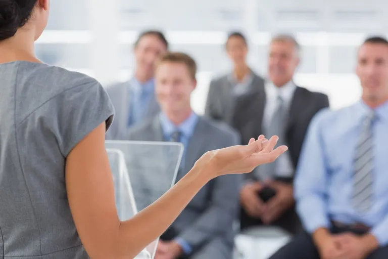Businesswoman presenting in meeting room
