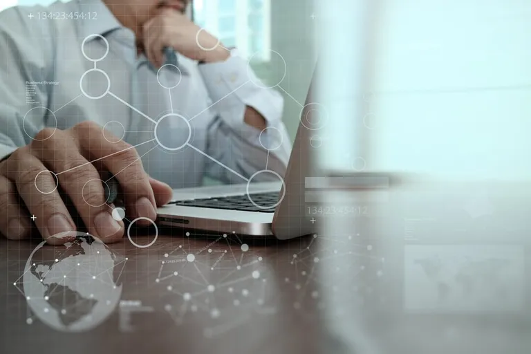Businessman using digital HR technology