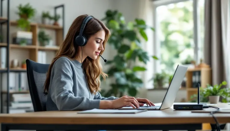 Homeoffice-Arbeitsplatz mit sicherer Verbindung zum Firmennetzwerk (VPN) und vollständiger Ausstattung für Telearbeit