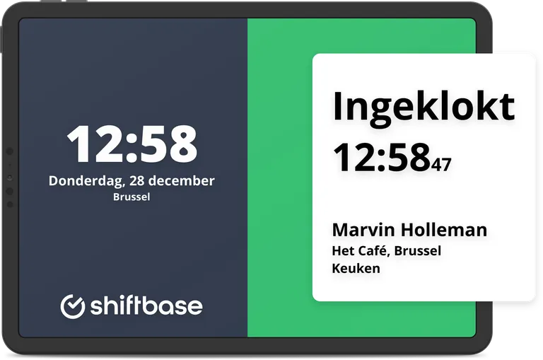 Kiosk interface voor personeelsplanning en teamoverzicht