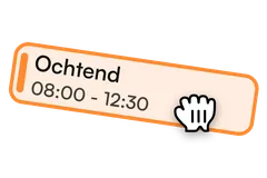 Een ochtenddienst van 08:00 tot 12:30 wordt in het Shiftbase-rooster gesleept
