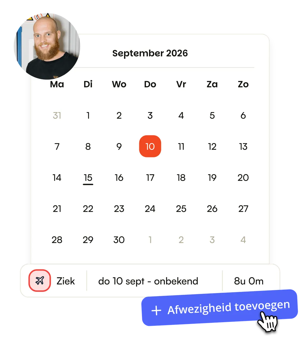 Een ziekmelding zonder einddatum in de maandkalender