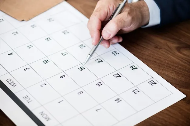 Kalender mit markierten Daten für Urlaubssperre, 