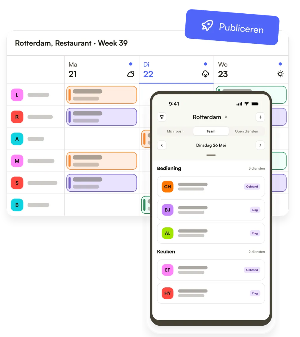 Een afgeronde week die op het punt staat gepubliceerd te worden, en diezelfde week in de app van je team