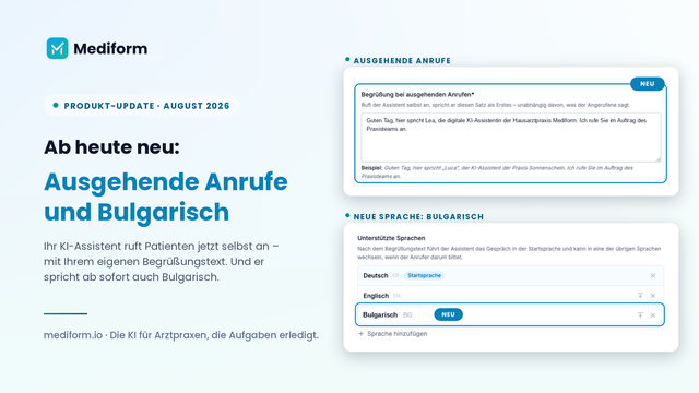 Produkt-Update August 2026: Ausgehende Anrufe und Bulgarisch