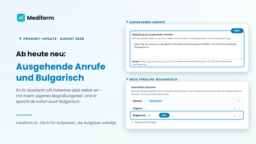 Produkt-Update August 2026: Ausgehende Anrufe und Bulgarisch