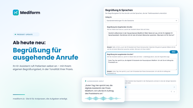 Neu in MediVoice: einstellbare Begrüßung für ausgehende Anrufe