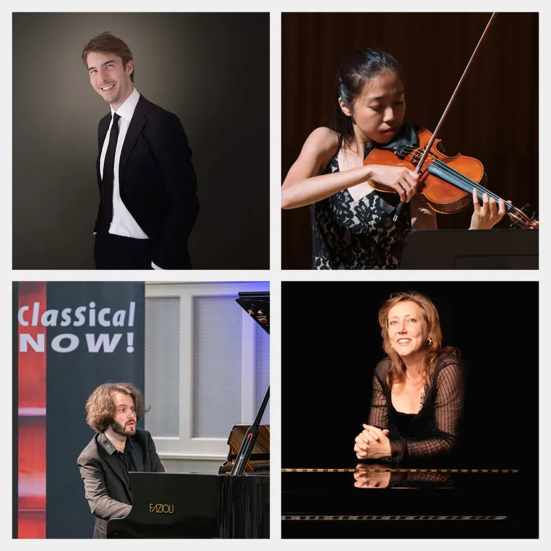 Pianist Abel Hox, violist Shannon Lee en de pianisten Antonii Baryshevskyi en Ellen Corver