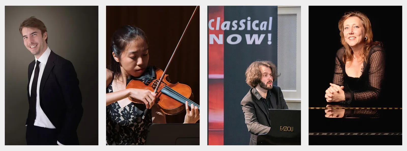 Pianist Abel Hox, violist Shannon Lee en de pianisten Antonii Baryshevskyi en Ellen Corver