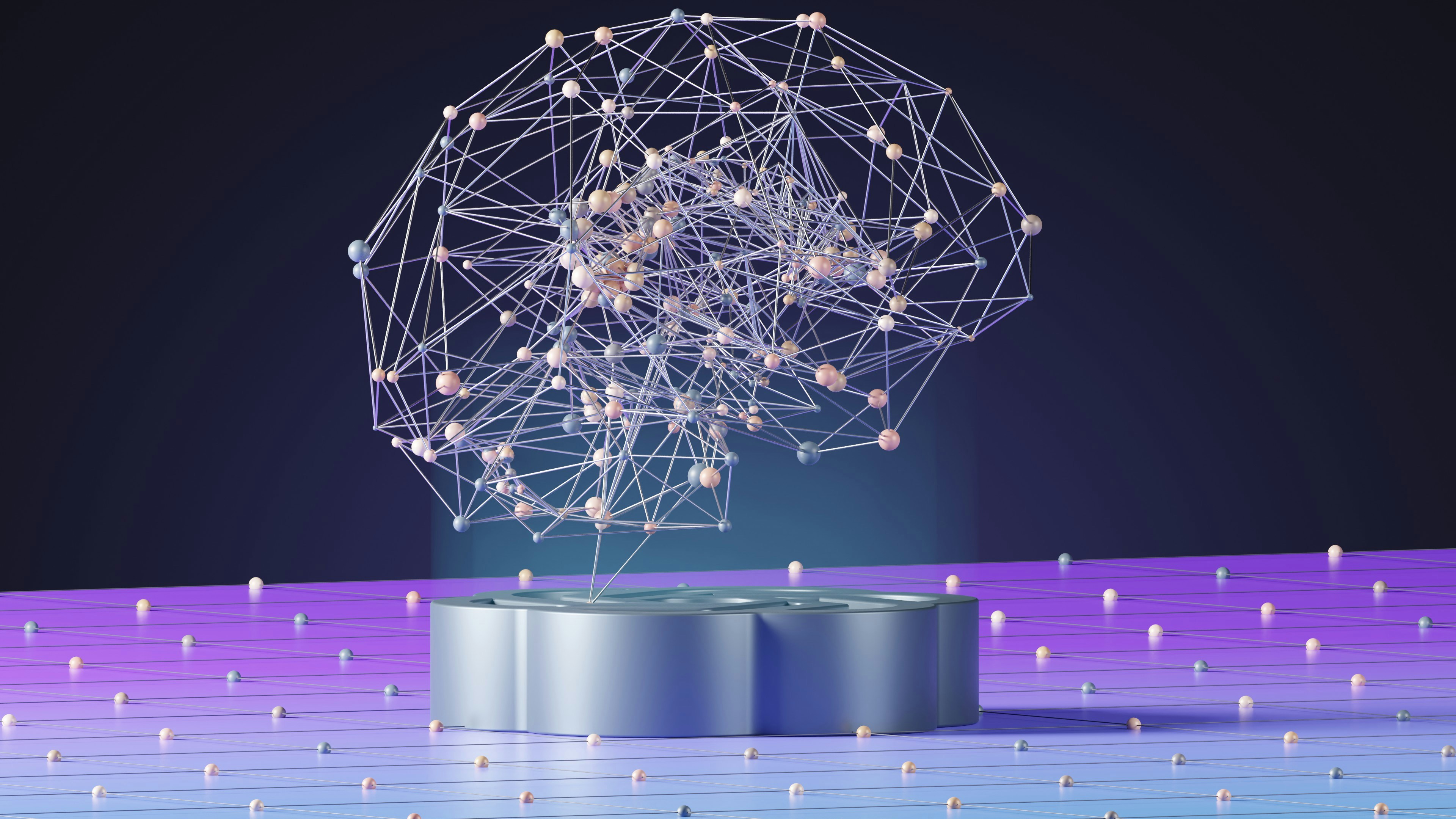 Abstract AI neural network illustration representing generative AI, knowledge graphs, and content optimization for earning Perplexity AI citations and improving AI search visibility.
