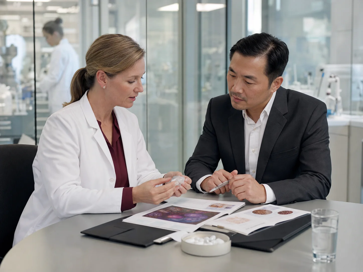 Pharmazeutische Partner besprechen ein Lizenzprojekt