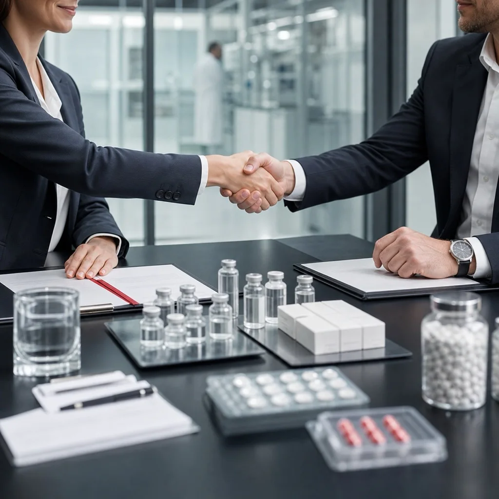 B2B-Gespräch zu Lizenzmodellen und pharmazeutischem Partnering