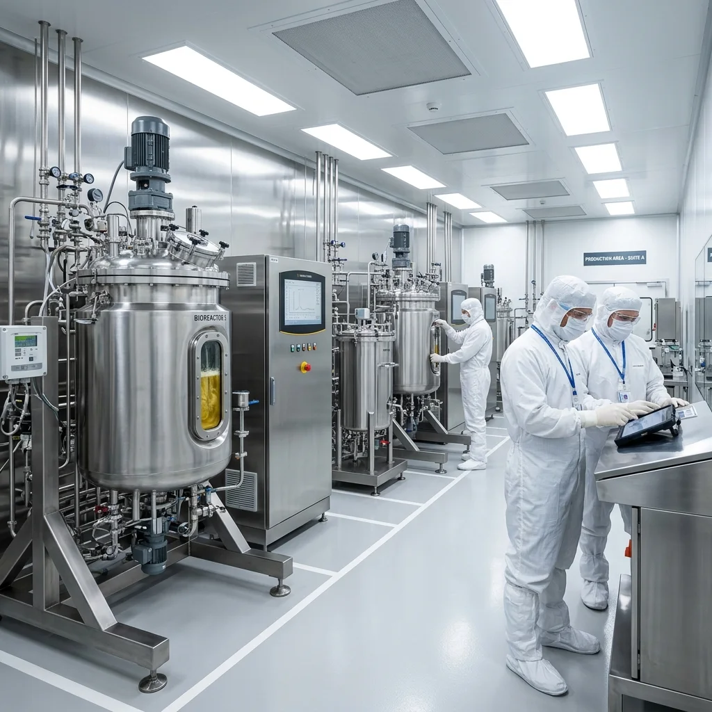GMP-nahe Produktionsumgebung mit biotechnologischer Anlage