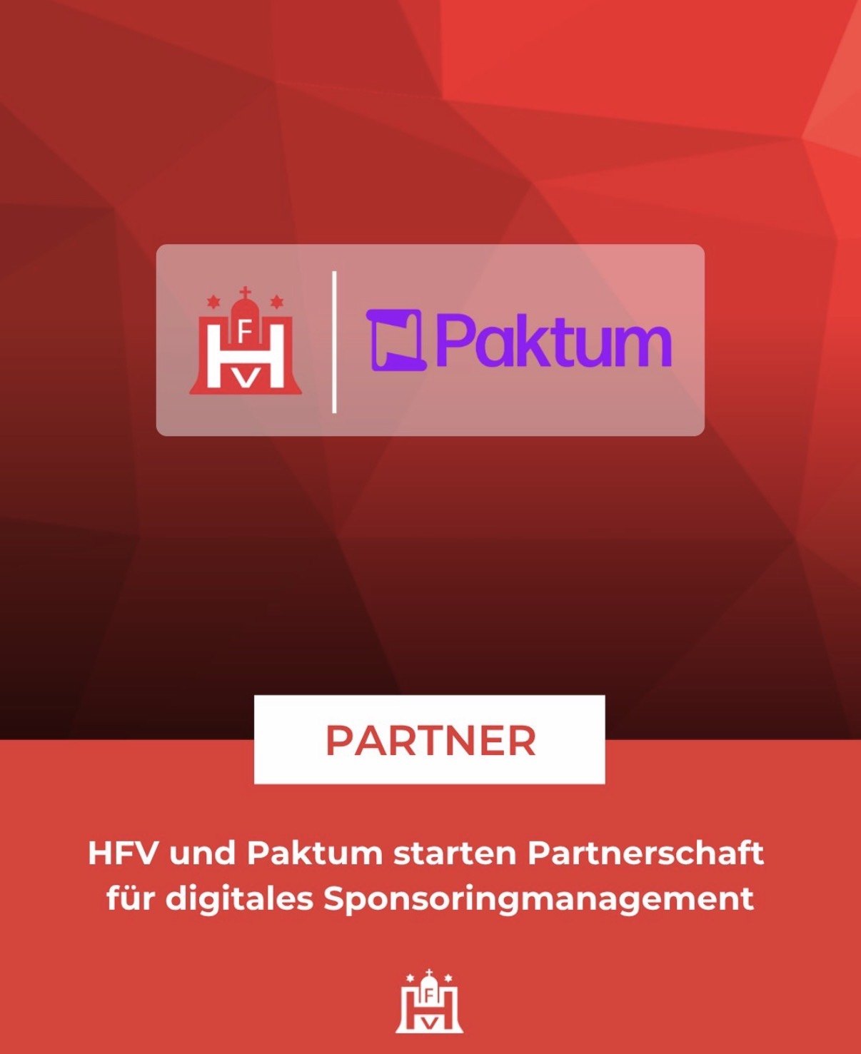 Grafik zur Partnerschaft zwischen dem Hamburger Fussball-Verband und Paktum mit den Logos beider Partner