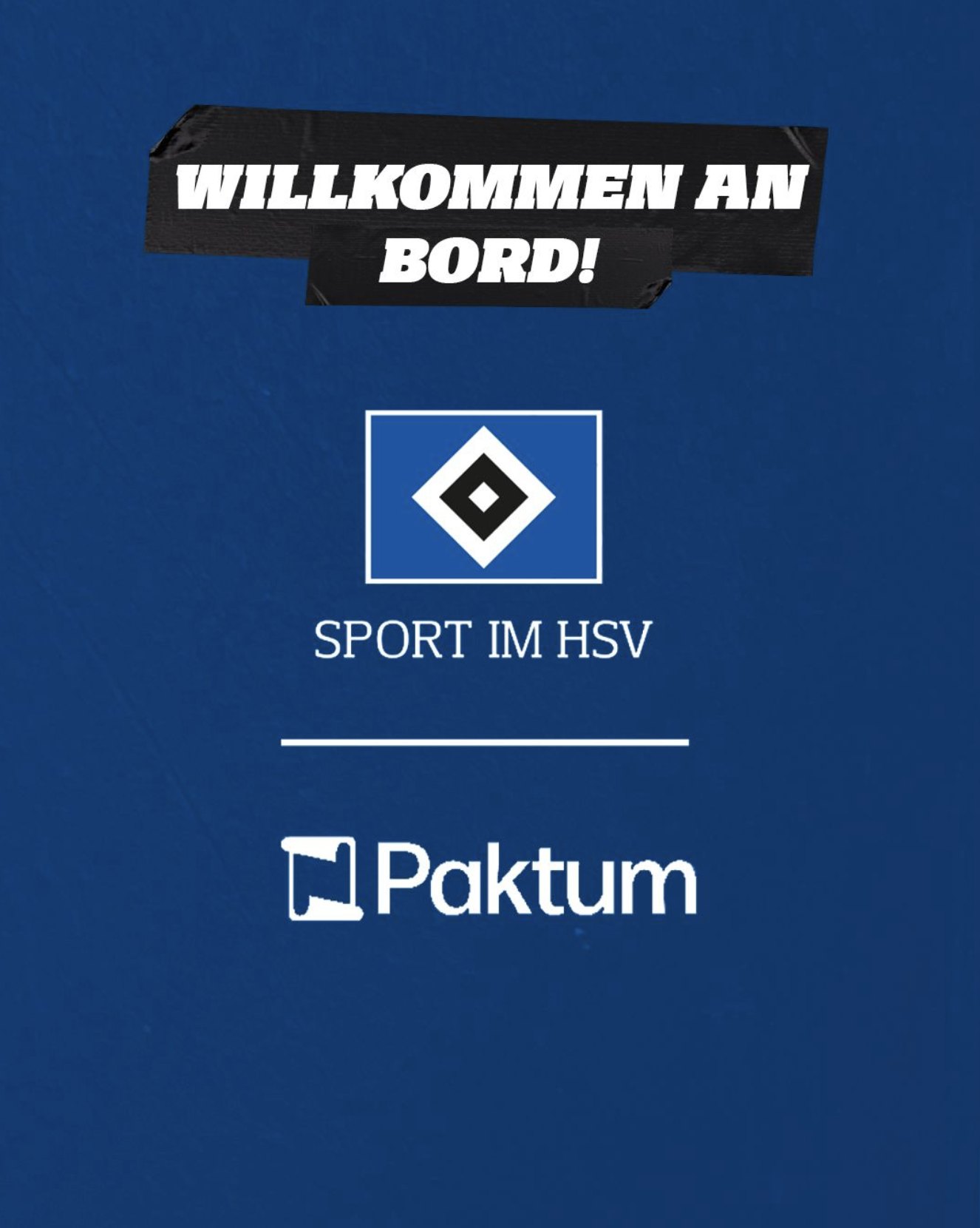 Welcome on board graphic with the Sport im HSV and Paktum logos
