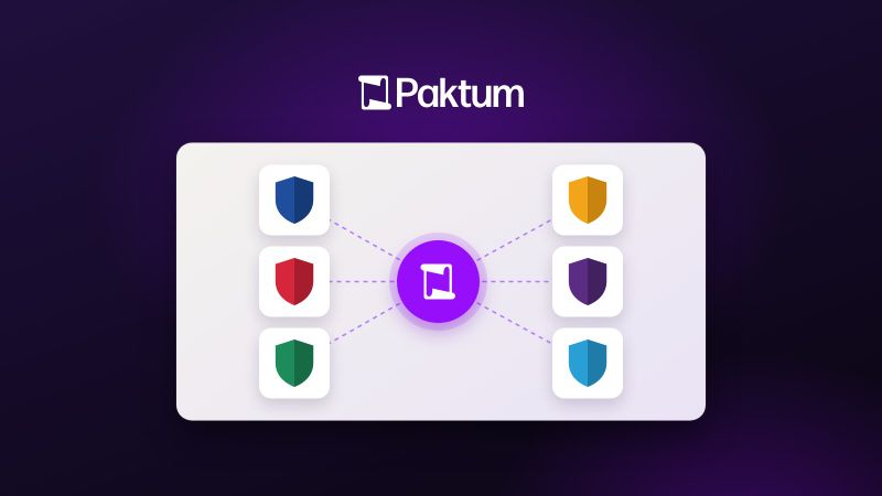 Ilustración de varios escudos de clubes relacionados con el símbolo de Paktum, sobre un fondo de Paktum