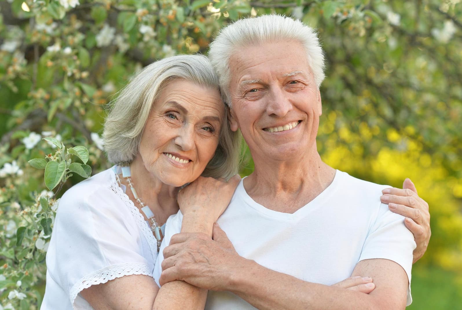 senior couple hugging