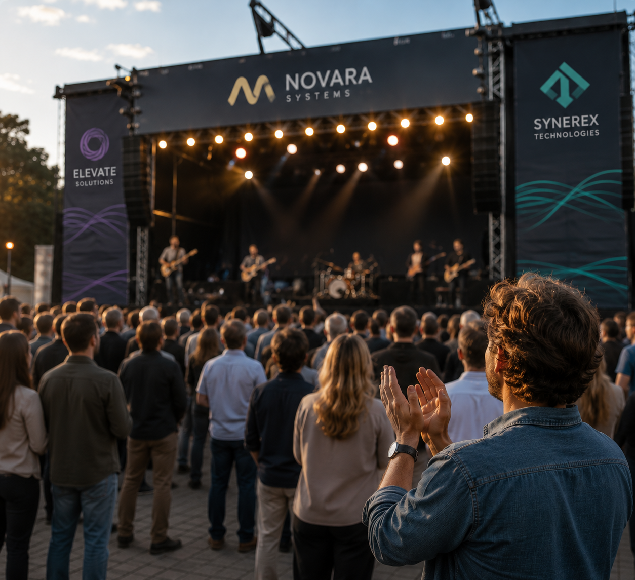 Volles Open-Air-Konzert in der Abenddämmerung – Beispiel für regionale Event-Vermarktung der SV Gruppe
