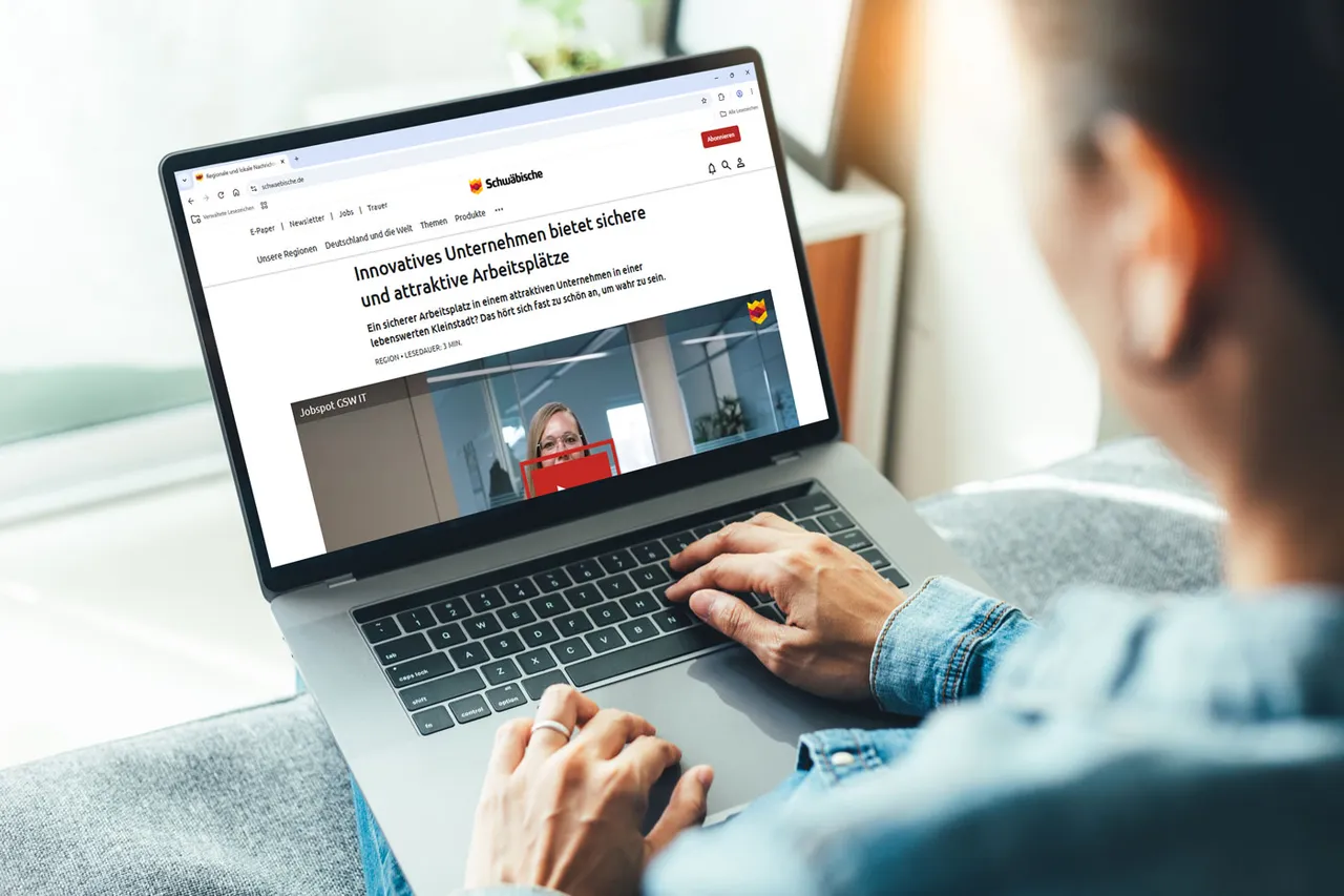 Testimonial-Werbespot eingebettet in ein Advertorial auf schwaebische.de
