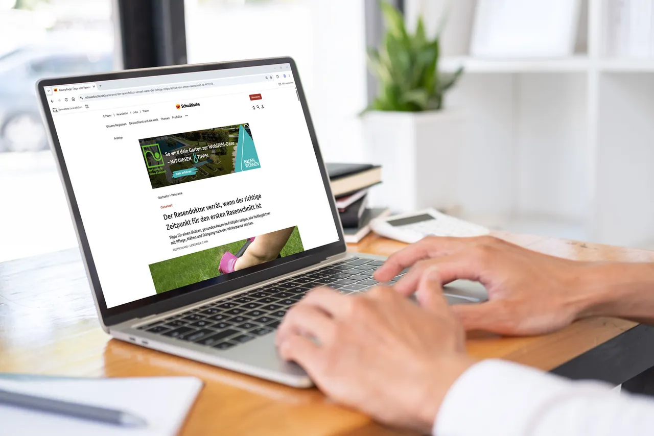 Billboard-Banner eines Garten- und Landschaftsbau-Anbieters über einem Gartenratgeber auf schwaebische.de – themenaffine Display-Werbung
