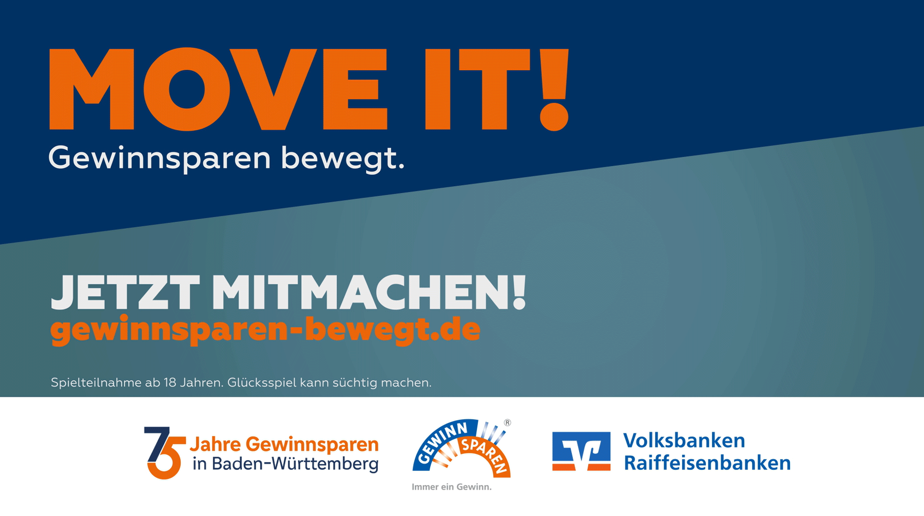 Vorschaubild zum Werbespot „MOVE IT! – Gewinnsparen bewegt." der Volksbanken Raiffeisenbanken in Baden-Württemberg