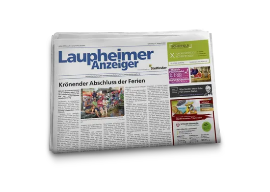 Abbildung des Laupheimer Anzeiger - die Wochenzeitung erscheint mittwochs in rund 21.270 Haushalten in Laupheim und Umgebung.