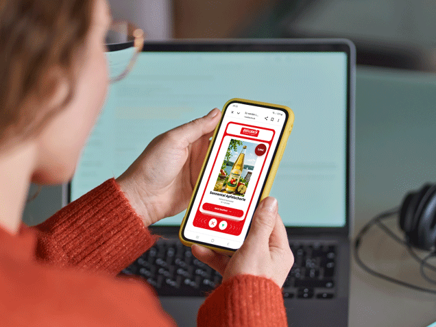 Beilagen-Slider-Ad auf dem Smartphone – digitales Prospektangebot zum Durchswipen mit direktem Call-to-Action