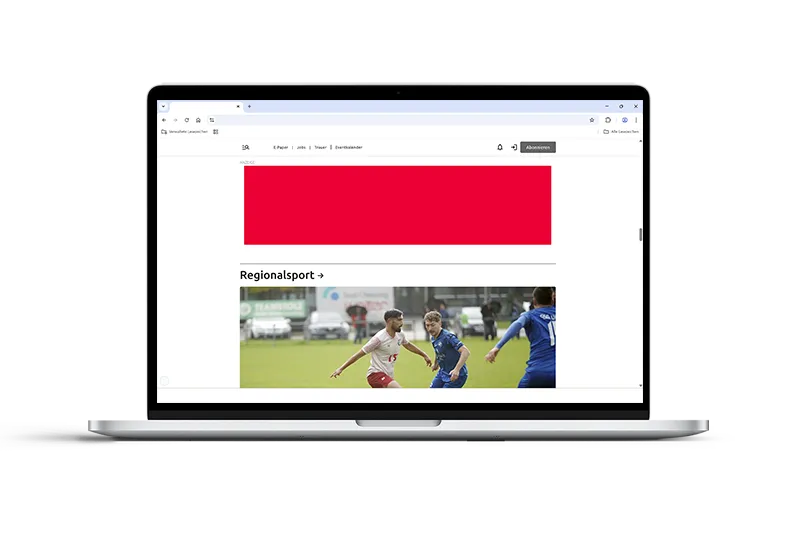 Beispielhafte Darstellung der Billboard-Werbefläche in der Desktop-Ansicht