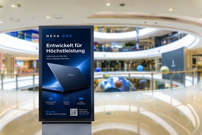 Public Video Indoor Screens sind Werbefläche an Orten mit vielen Menschen wie zum Beispiel Einkaufszentren, Fitness Studios oder Kinos.