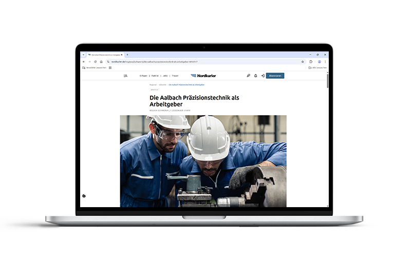 Beispielhafte Arbeitgebervorstellung als Native Advertising auf dem digitalen Nachrichtenportal von nordkurier.de – redaktionell gestalteter Werbeartikel, der ein Unternehmen als Arbeitgeber vorstellt.