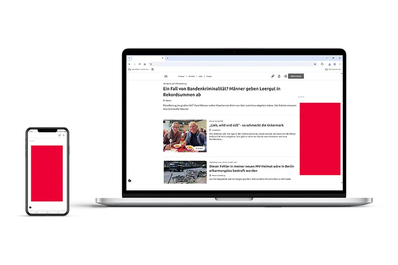 Beispielhafte Darstellung einer Halfpage Ad Werbefläche in der Mobile- und Desktop-Ansicht