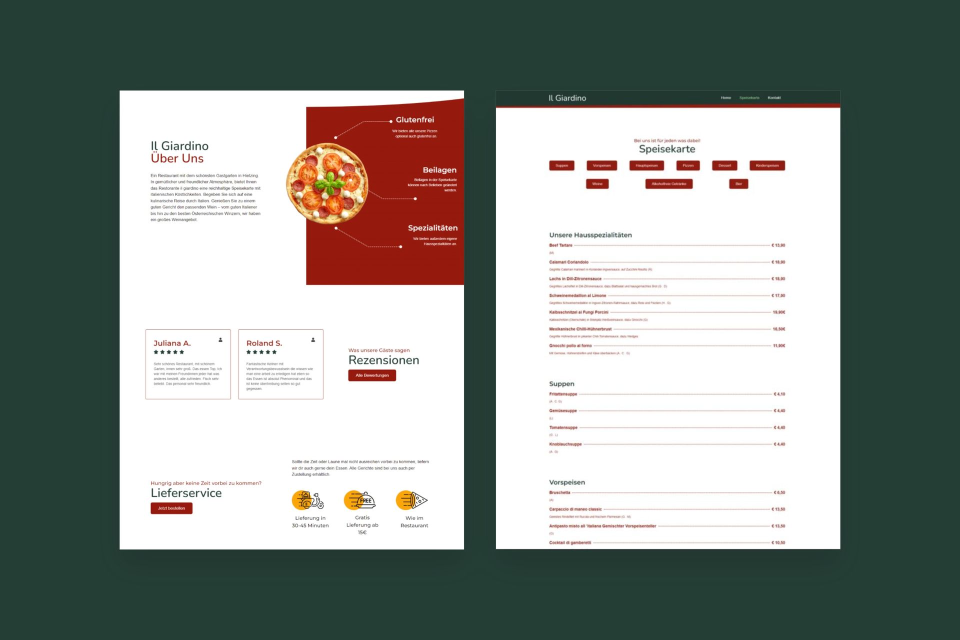 Arbeitsprobe: Pizzeria Il Giardino · Gastronomie