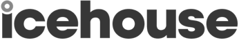 Icehouse logo in dark gray with a small circle above the letter "i"