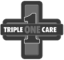 Medical cross logo with "Triple One Care" text and the number 1 in center, dark gray design