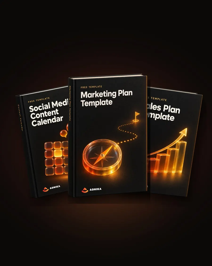 Three of the free templates: the Marketing Plan Template, the Social Media Content Calendar and the Sales Plan Template