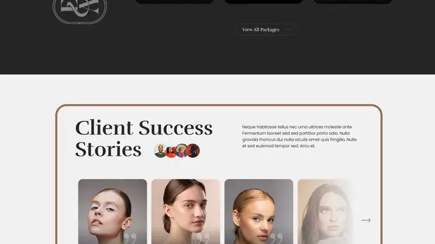 Client success stories section of the Elora Polyclinic design