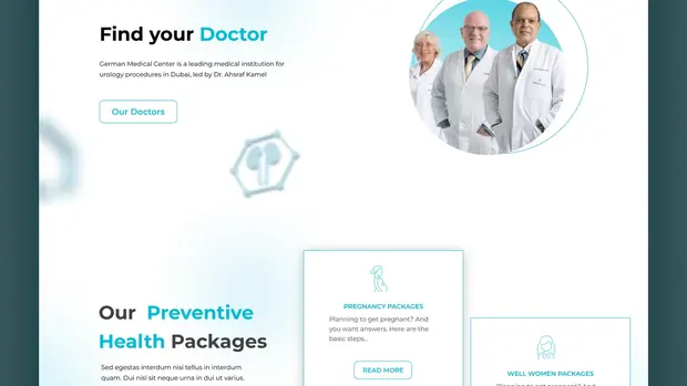 Find a doctor and preventive health packages on the GMC homepage