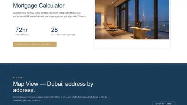 Map view of Dubai listings with prices plotted address by address